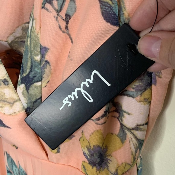 🆕 Lulu’s Peach Floral Print Pleated Midi Dress - Picture 10 of 10